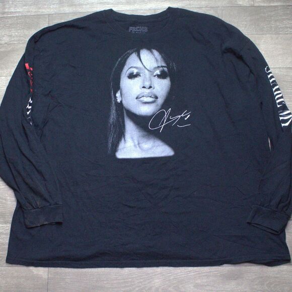 FRCHS x Aaliyah Share My World Tour 1997 Women’s Black Long Sleeve Shirt Sz 3X - Picture 1 of 7
